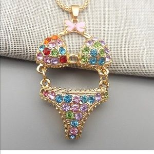 Multi color crystal Bikini 👙Necklace